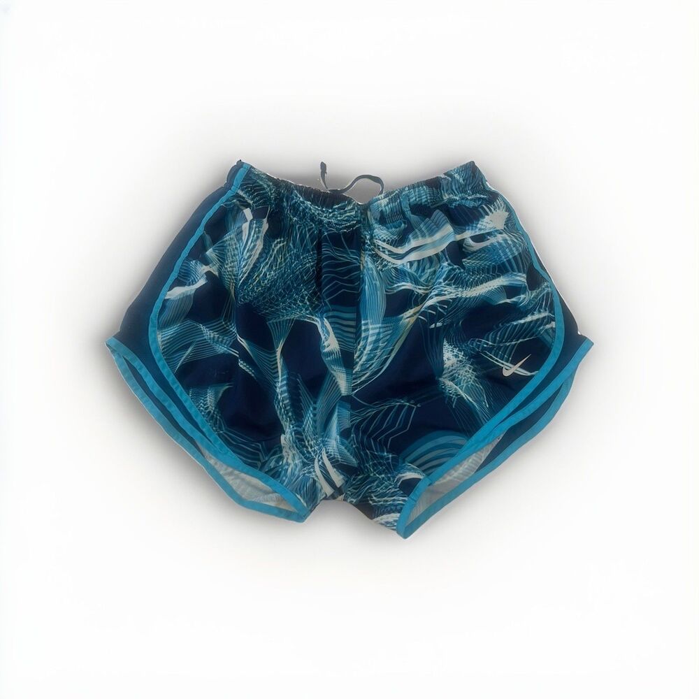 Nike Women's Abstract Print Running Shorts Blue Large *Stained* Athletic Shorts
